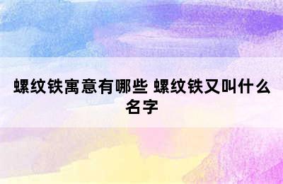 螺纹铁寓意有哪些 螺纹铁又叫什么名字